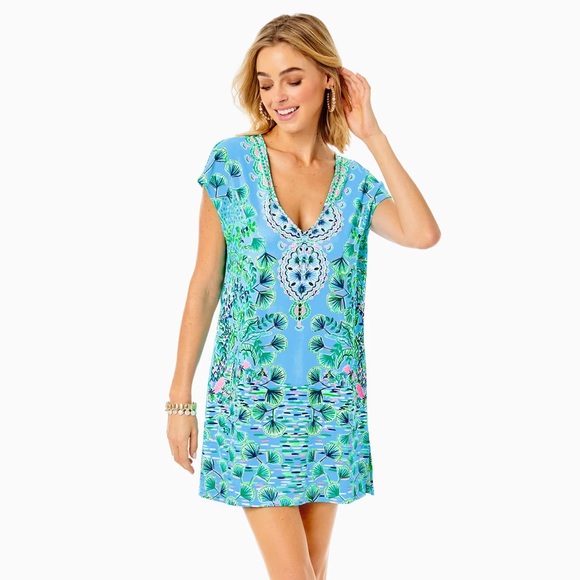 NWT! Talli Cover-Up - Frenchie Blue Mosaic Shells Coverup - sold out - size xl - Picture 3 of 6